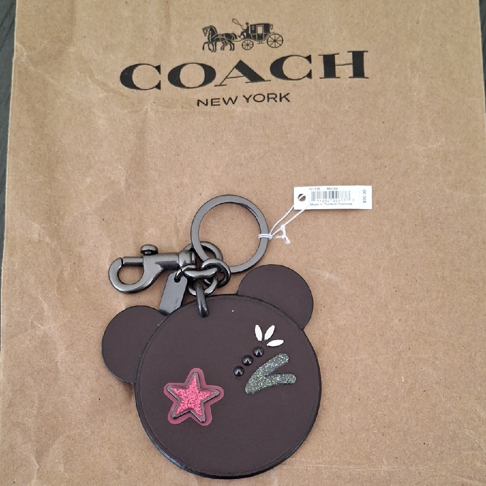 Coach Dark Brown Bear Keychain
